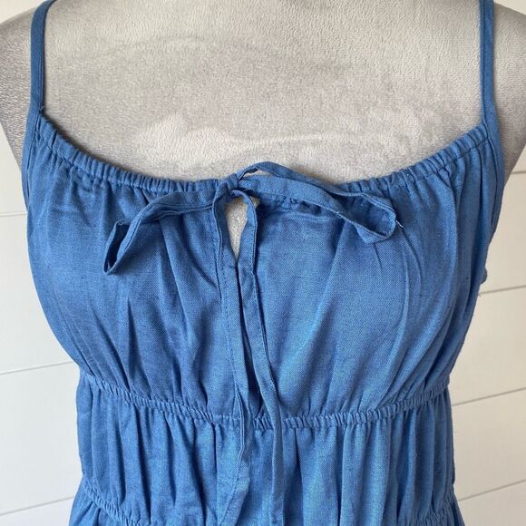 Sim & Sam Womens Medium Midi Dress Pockets Rayon Linen Cotton Lined Cottagecore - Picture 3 of 14